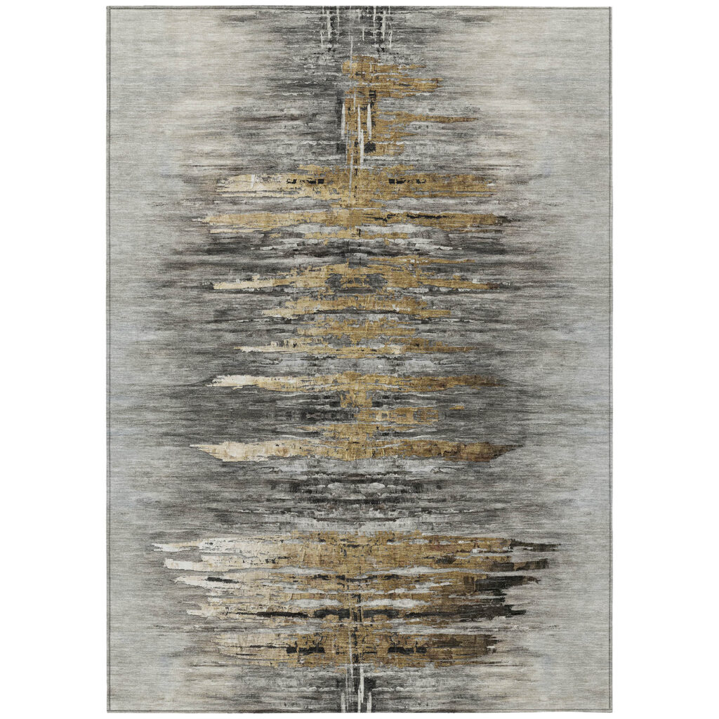 8' X 10' Gray Charcoal And Silver Abstract Washable Indoor Outdoor Area Rug