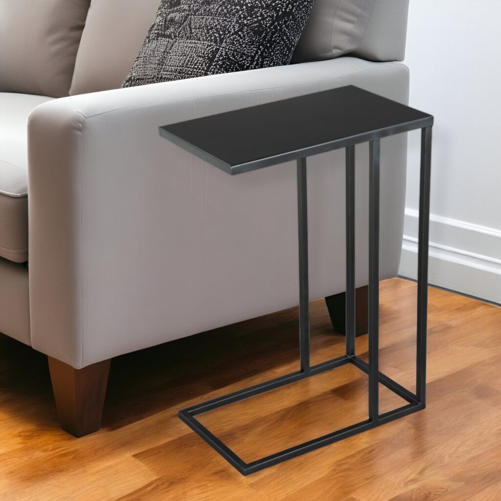 24" Black Iron Abstract End Table