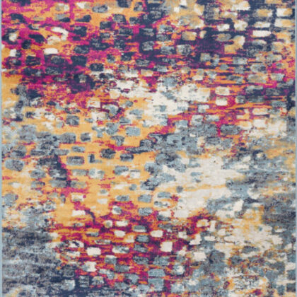 13' Runner Blue And Gold Abstract Dhurrie Runner Rug