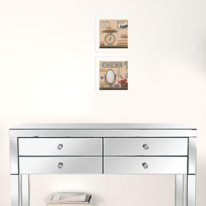 Set Of Two Country Bath III White Framed Print Bathroom Wall Art
