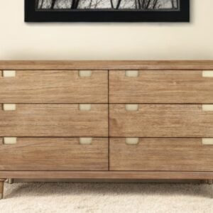 60" Sandy Brown Solid Wood Six Drawer Double Dresser