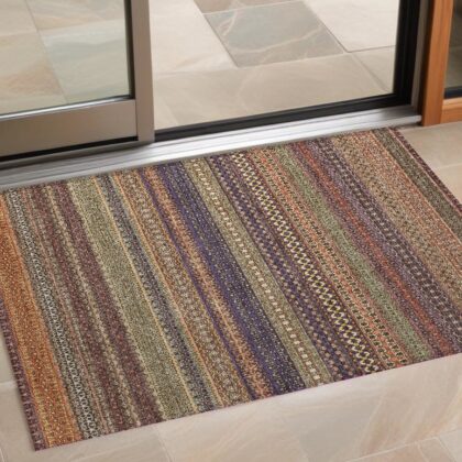 2' X 3' Orange Striped Washable Non Skid Indoor Outdoor Area Rug