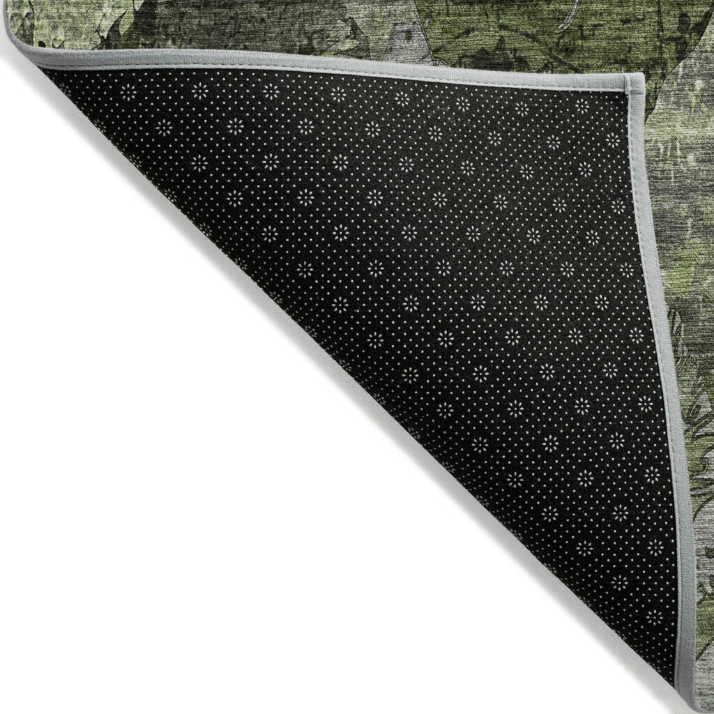 8' X 10' Green and Gray Abstract Washable Indoor Outdoor Area Rug