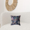 16" Navy Pink Peacock Zippered Suede Throw Pillow