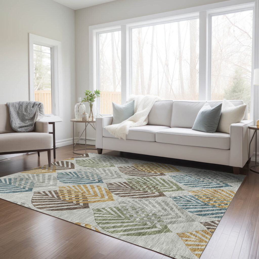 3' X 5' Gray Silver And Teal Blue Floral Washable Indoor Outdoor Area Rug