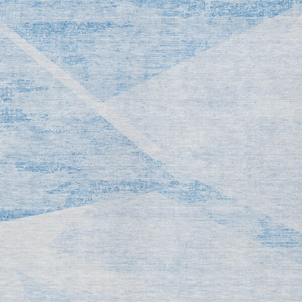 3' X 5' Denim Blue And Sky Blue Abstract Washable Indoor Outdoor Area Rug