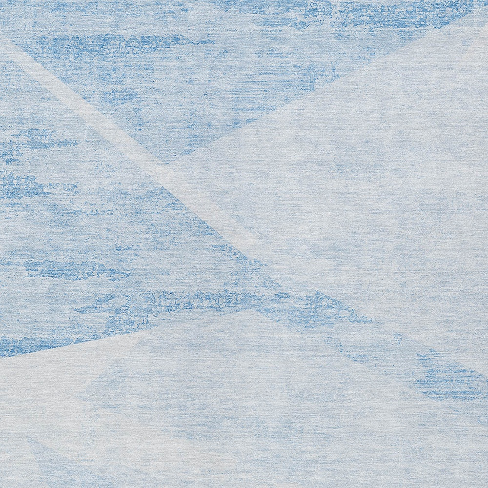 3' X 5' Denim Blue And Sky Blue Abstract Washable Indoor Outdoor Area Rug