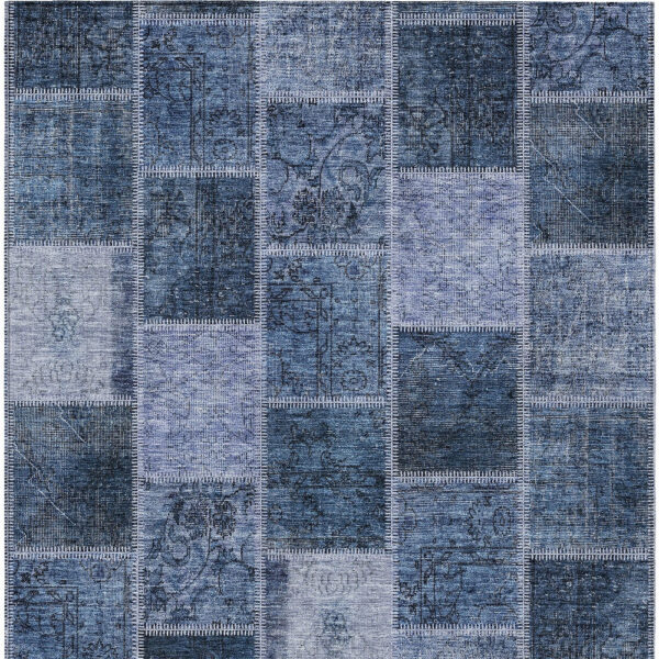 3' X 5' Blush Denim Blue And Sky Blue Patchwork Washable Indoor Outdoor Area Rug