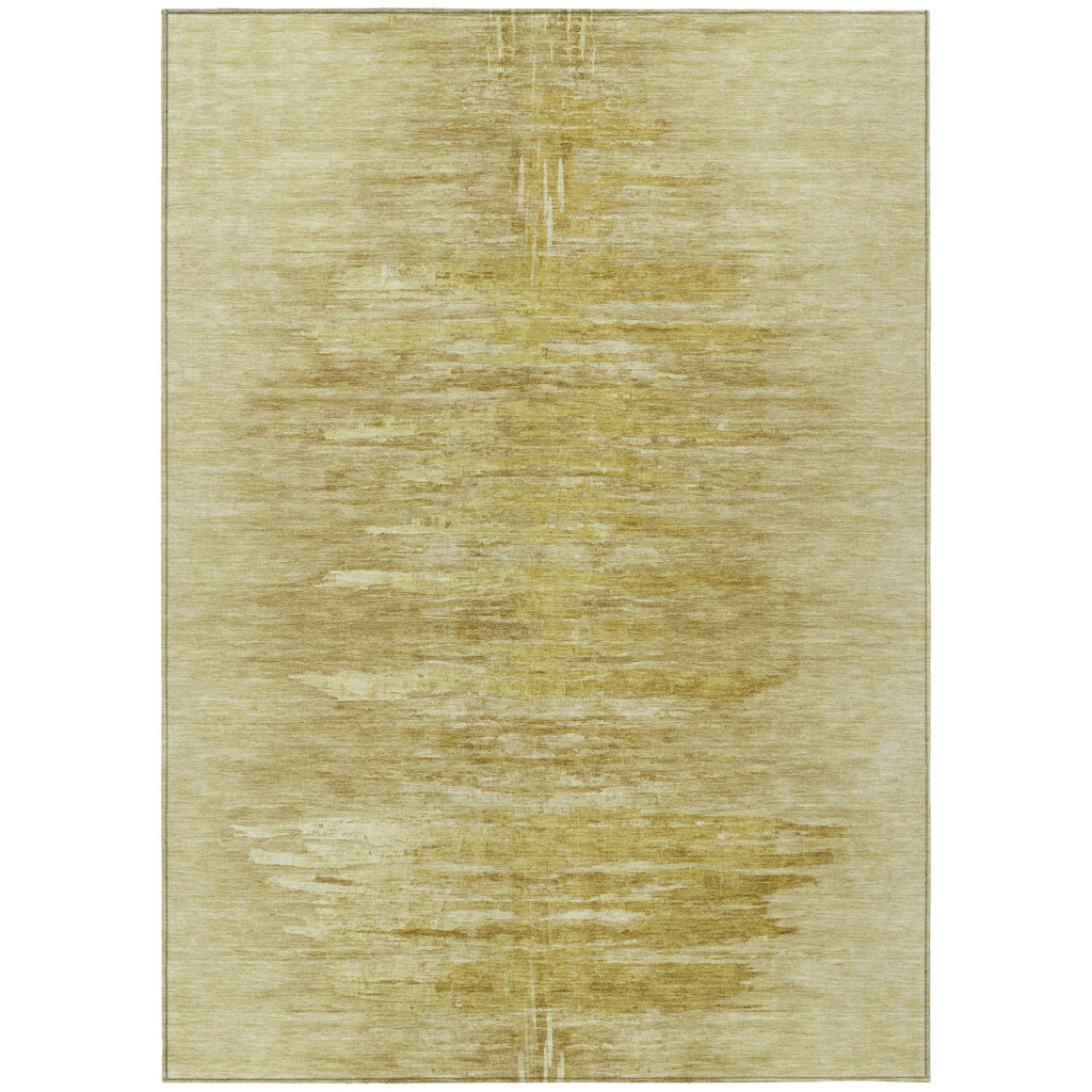 10' X 14' Gold And Wheat Abstract Washable Indoor Outdoor Area Rug