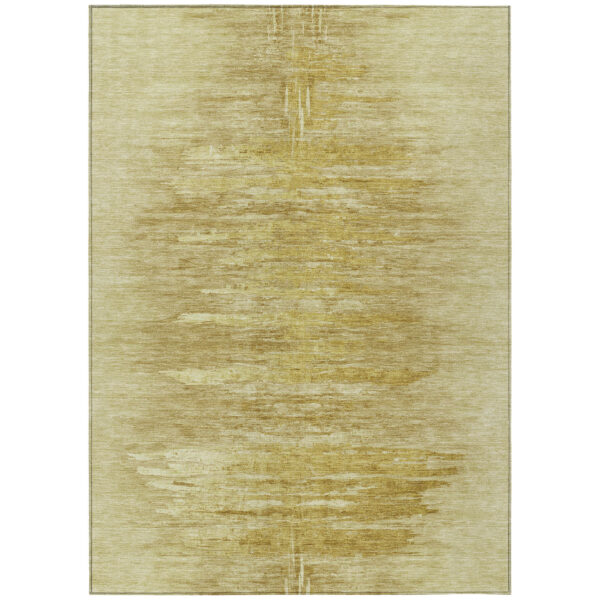 10' X 14' Gold And Wheat Abstract Washable Indoor Outdoor Area Rug