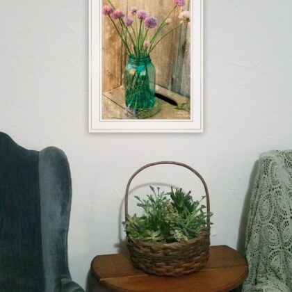 Country Chives 1 White Framed Print Wall Art