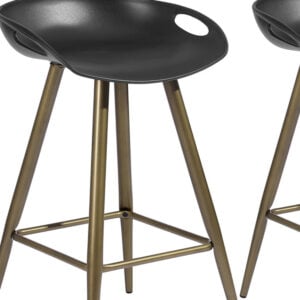 Set of Two 24" Black And Bronze Steel Backless Counter Height Bar Chairs