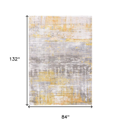 8' x 11' Gray and Yellow Abstract Non Skid Area Rug