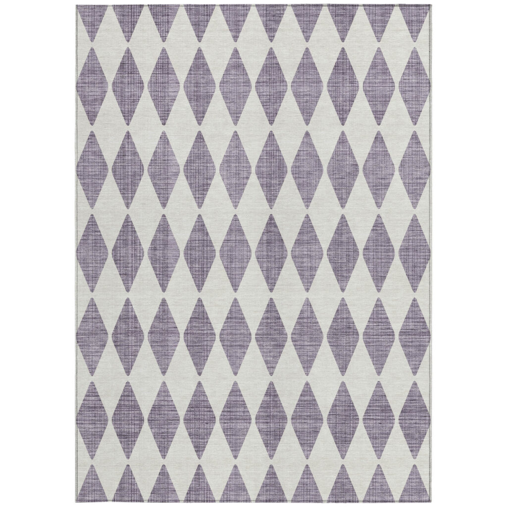 3' X 5' Purple And Lilac Geometric Washable Indoor Outdoor Area Rug
