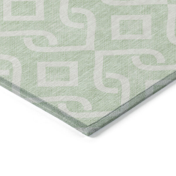 8' X 10' Mint Green And Ivory Geometric Washable Indoor Outdoor Area Rug