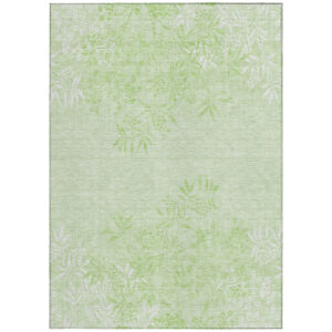 3' X 5' Mint Green Artichoke Green And Ivory Floral Washable Indoor Outdoor Area Rug