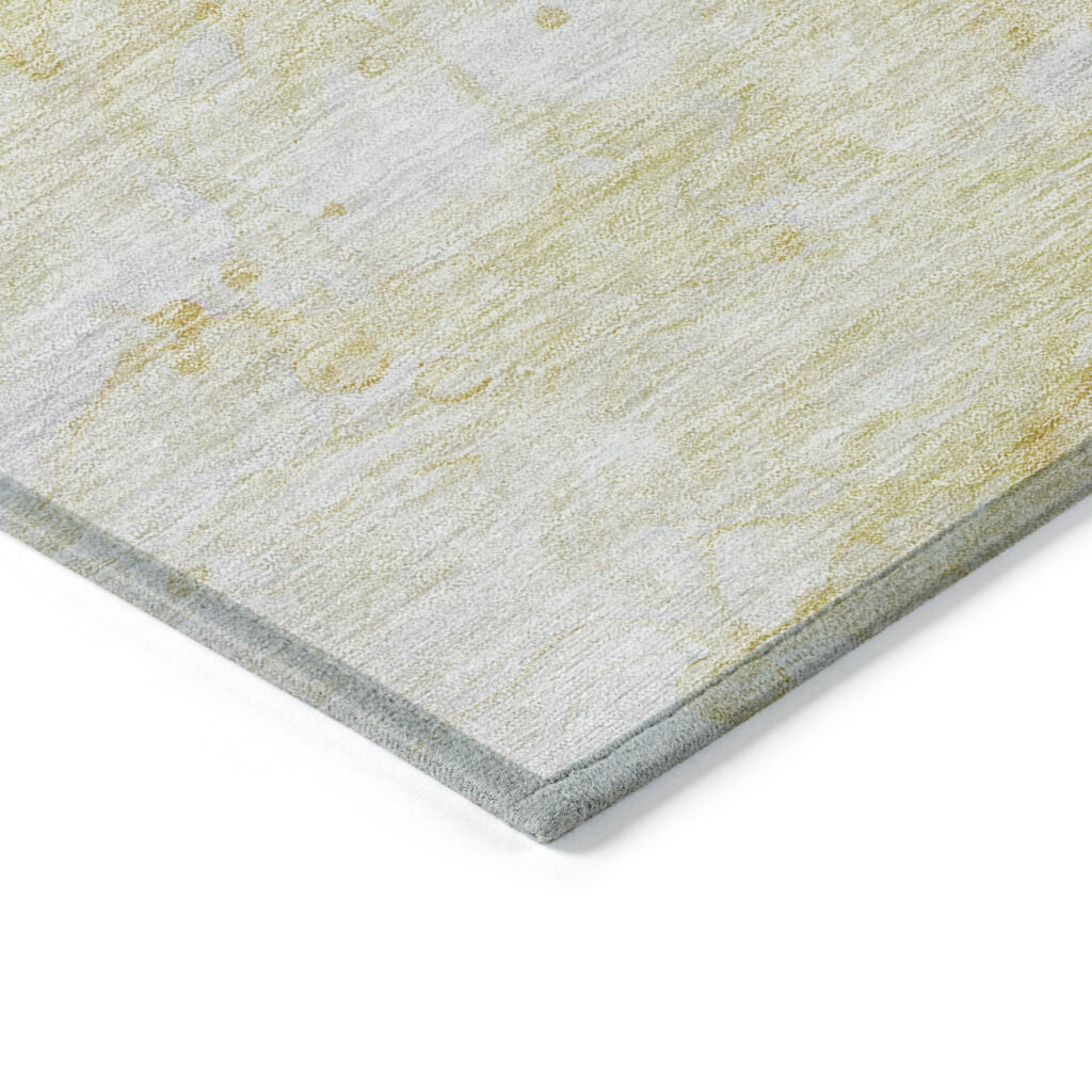 5' X 8' Gold Beige And Ivory Abstract Washable Indoor Outdoor Area Rug