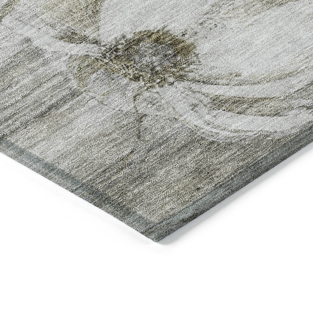 3' X 5' Taupe Ivory And Tan Floral Washable Indoor Outdoor Area Rug