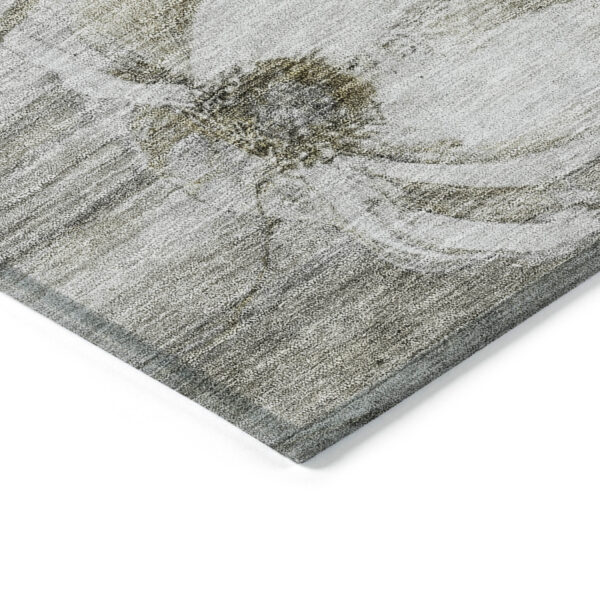 3' X 5' Taupe Ivory And Tan Floral Washable Indoor Outdoor Area Rug