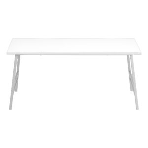 40" White And Silver Wood And Metal Coffee Table