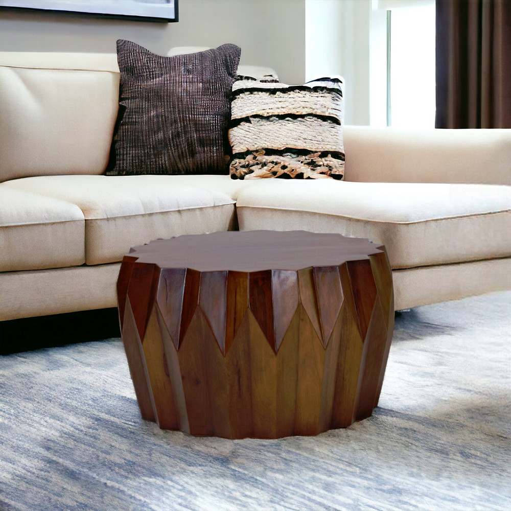 29" Brown Solid Wood Octagon Coffee Table