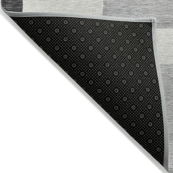 8' X 10' Gray Charcoal And Silver Abstract Washable Indoor Outdoor Area Rug