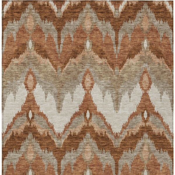 8' X 10' Orange Beige And Copper Ikat Washable Indoor Outdoor Area Rug