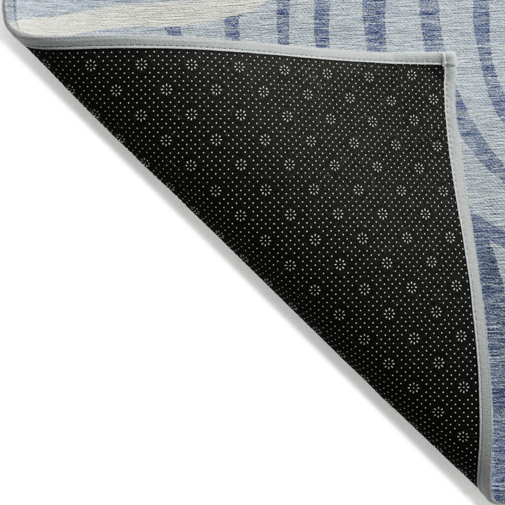 10' X 14' Sky Blue Denim Blue And Ivory Abstract Washable Indoor Outdoor Area Rug
