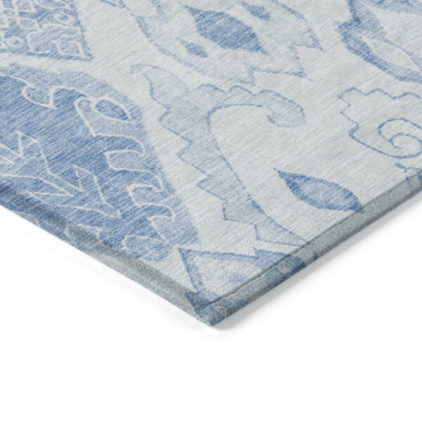 10' X 14' Denim Blue And Sky Blue Moroccan Washable Indoor Outdoor Area Rug