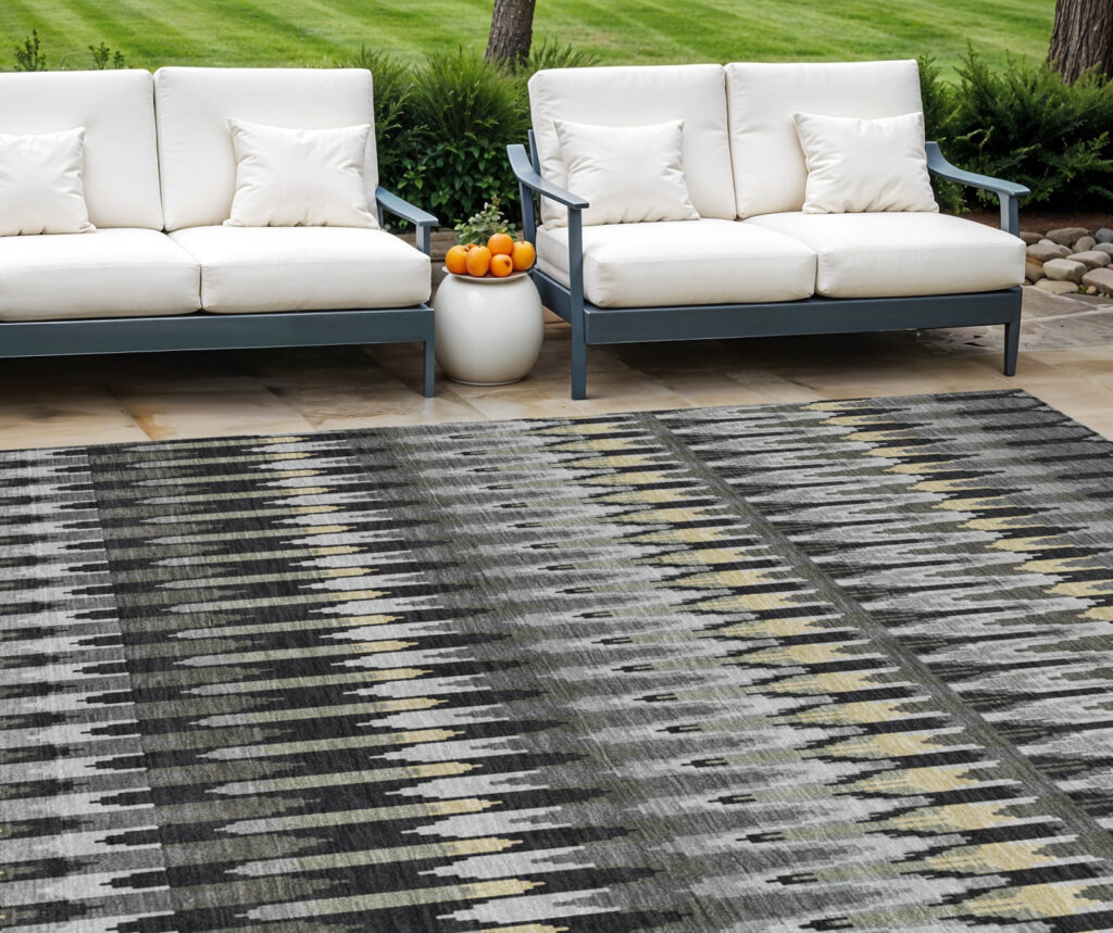8' X 10' Charcoal Gray And Beige Southwestern Washable Indoor Outdoor Area Rug