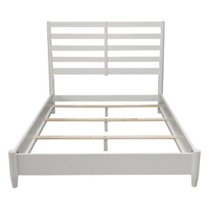 White Slat Back Solid Wood California King Bed Frame