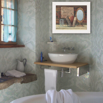 Country Bath 6 White Framed Print Wall Art