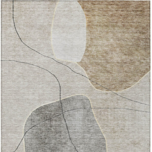 10' X 14' Beige Brown And Taupe Abstract Washable Indoor Outdoor Area Rug