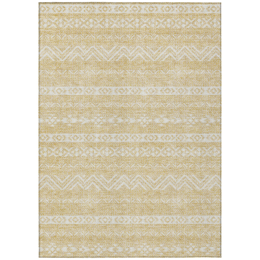 10' X 14' Gold And Beige Southwestern Washable Indoor Outdoor Area Rug