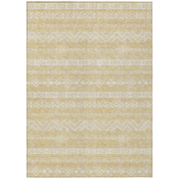 10' X 14' Gold And Beige Southwestern Washable Indoor Outdoor Area Rug