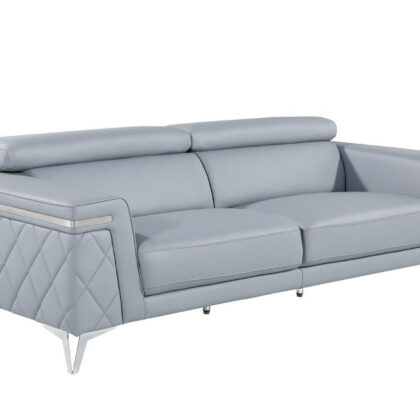 Blue Top Grain Leather Five Person Seating Set