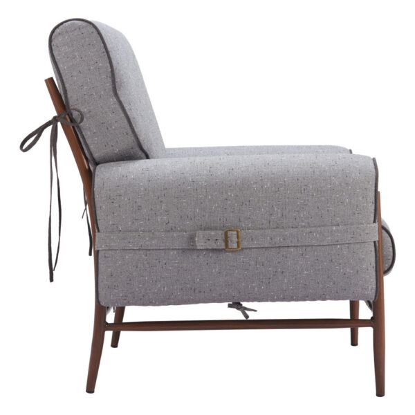 34" Gray And Brown Upholstered Arm Chair