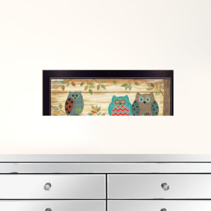 Three Wise Owls 1 Black Framed Print Wall Art