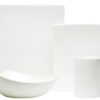 White Four Piece Square Bone China Dinnerware Set