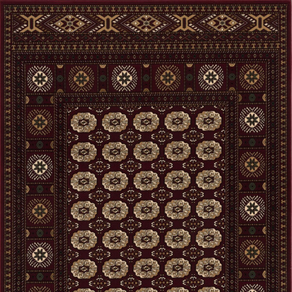7’ x 9’ Red Eclectic Geometric Pattern Area Rug