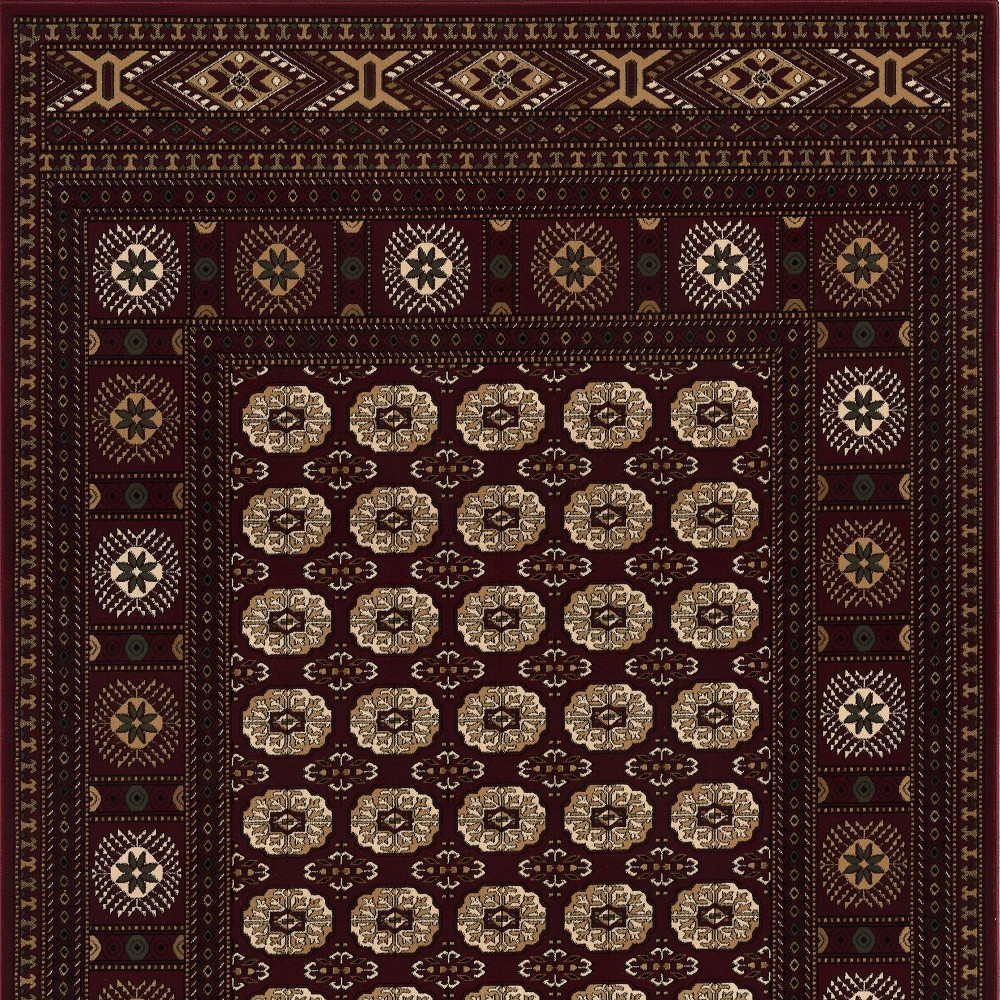 7’ x 9’ Red Eclectic Geometric Pattern Area Rug