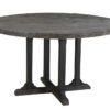 54" Black Rounded Solid Wood Pedestal Base Dining Table