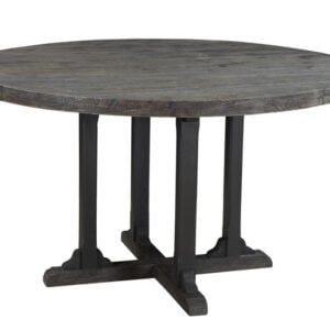 54" Black Rounded Solid Wood Pedestal Base Dining Table