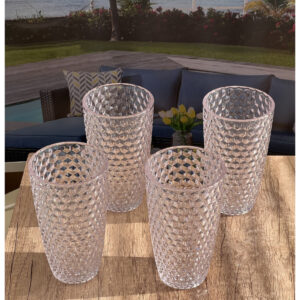 Set of Four Clear Acrylic Stemless Highball Glass