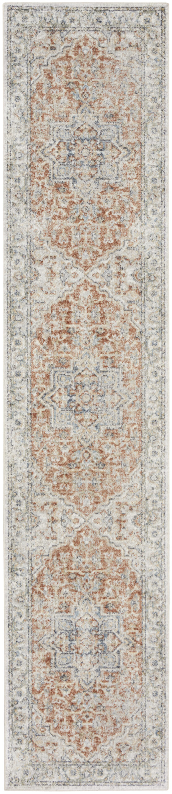10' Gold and Ivory Oriental Power Loom Washable Runner Rug