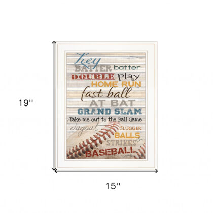 Hey Batter Batter 1 White Framed Print Wall Art