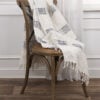 Blue and Ivory Woven 95% Cotton/5% Acrylic Throw Blanket