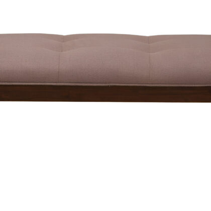 59" Latte and Espresso Linen Blend Upholstered Dining Bench