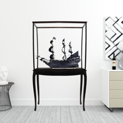 69" Black Black Pearl Pirate Floor Display Boat Hand Painted Decorative Boat