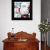 Santa With Lantern Black Framed Print Wall Art